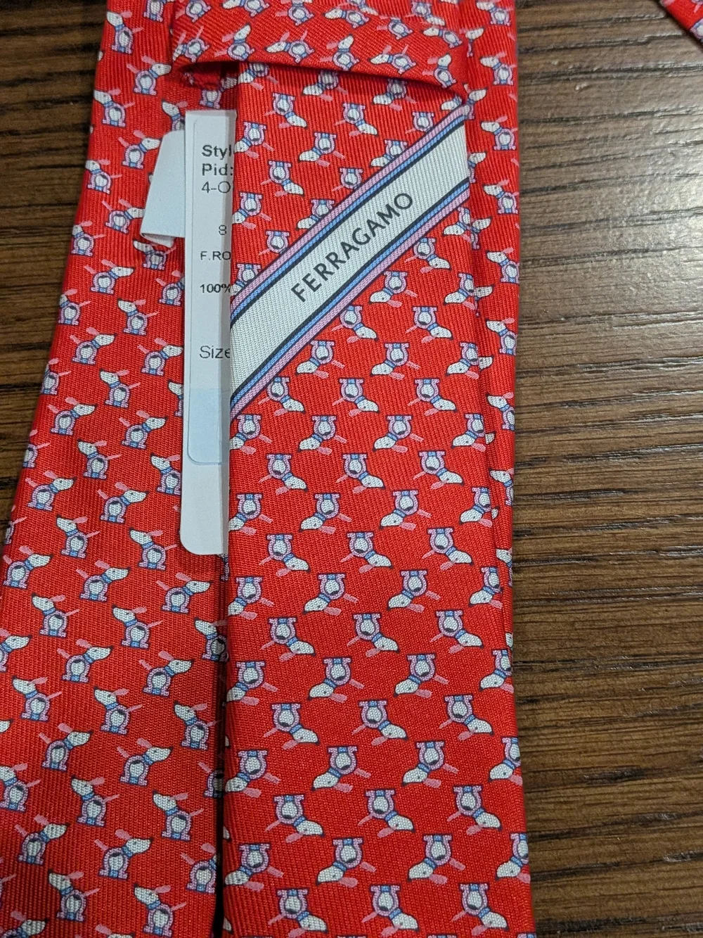 Salvatore Ferragamo Red Tie with White Micro Motif
